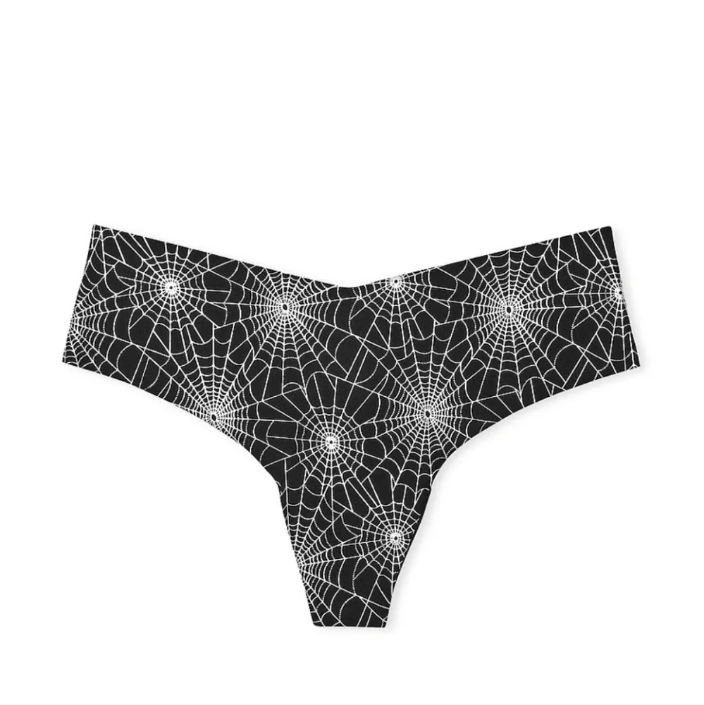 Victoria's secret pink HALLOWEEN no show thong panty SPIDER SPOOKY MEDIUM